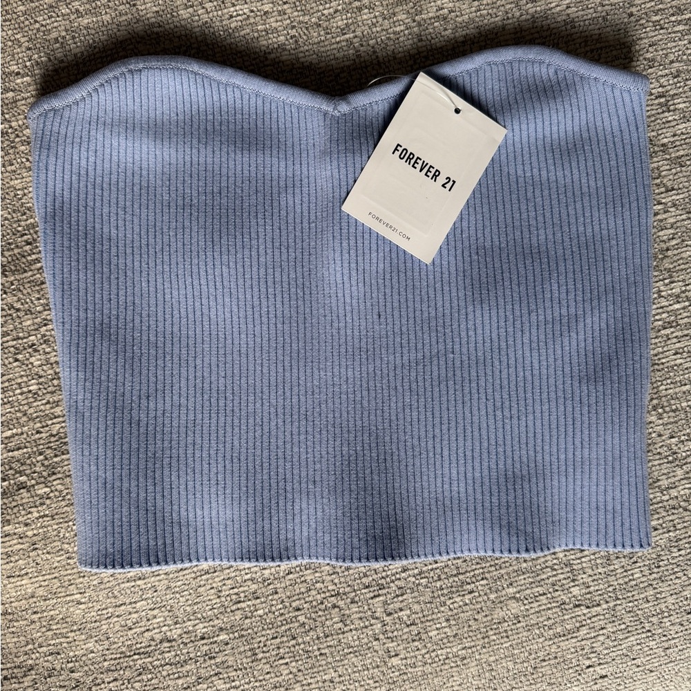 Forever 21 Blue Ribbed Tube Top